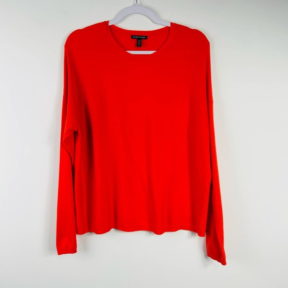 Eileen Fisher Bright Orange Crew Neck Sweater Size Small - Picture 1 of 6